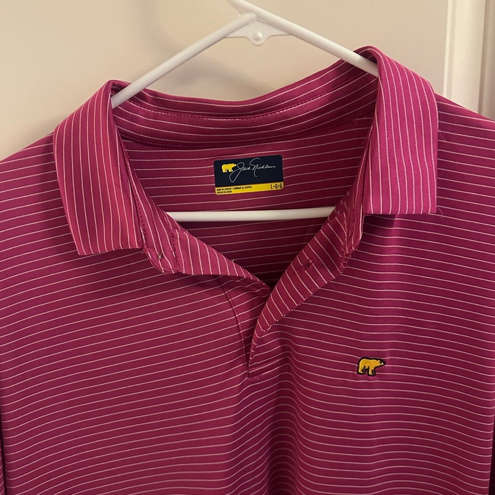 Jack Nicklaus dark pink striped golf polo - Picture 4 of 13